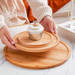 Round Wood Tray For Serving Food Snacks Drinks Sushi Steak Pizza