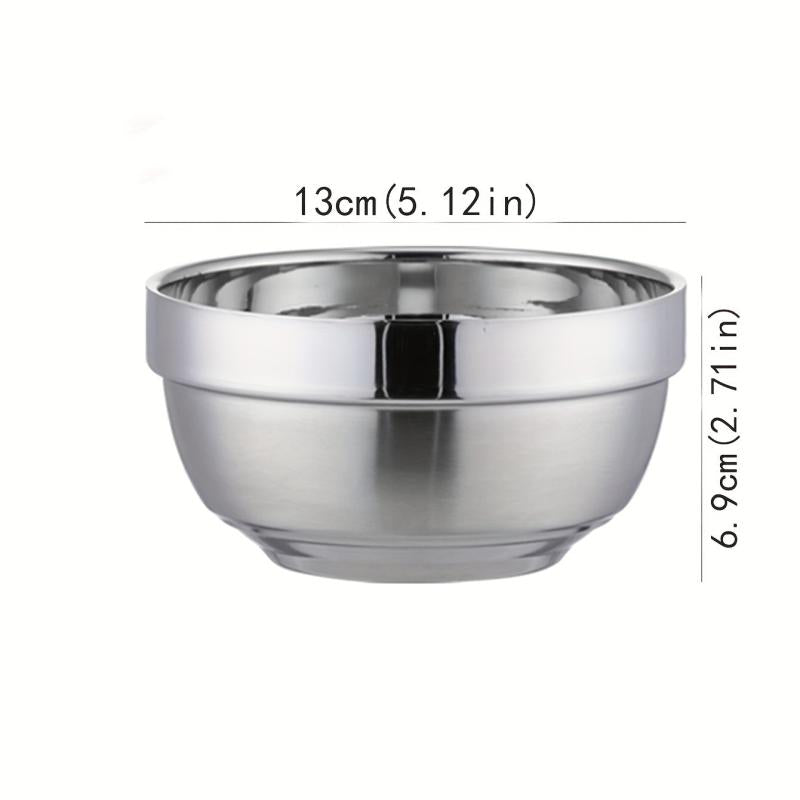 1pc Stainless Steel Anti-scald Bowl Household Rice Soup Serving Salad Mixing Bow