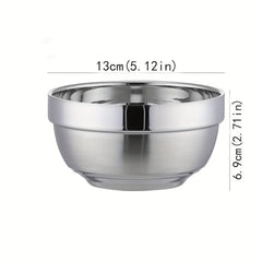 1pc Stainless Steel Anti-scald Bowl Household Rice Soup Serving Salad Mixing Bow