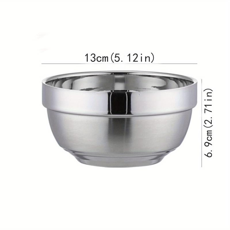 1pc Stainless Steel Anti-scald Bowl Household Rice Soup Serving Salad Mixing Bow
