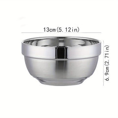 1pc Stainless Steel Anti-scald Bowl Household Rice Soup Serving Salad Mixing Bow