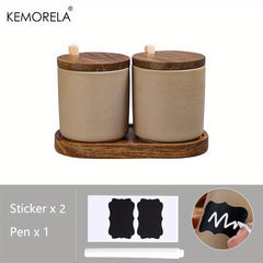 3pcs Set Seasoning Jar Ceramic Spice Pot Salt Jar With Spoon Pepper Container