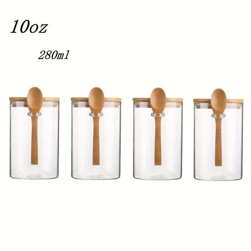 8-Piece Glass Jars with Airtight Lids for Food Storage