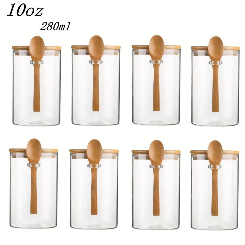 8-Piece Glass Jars with Airtight Lids for Food Storage