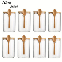 8-Piece Glass Jars with Airtight Lids for Food Storage