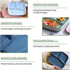 3Pcs Japanese Dividing Plate Set 3 Compartment Tableware Breakfast Plate