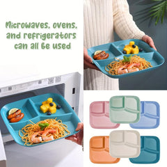 3Pcs Japanese Dividing Plate Set 3 Compartment Tableware Breakfast Plate