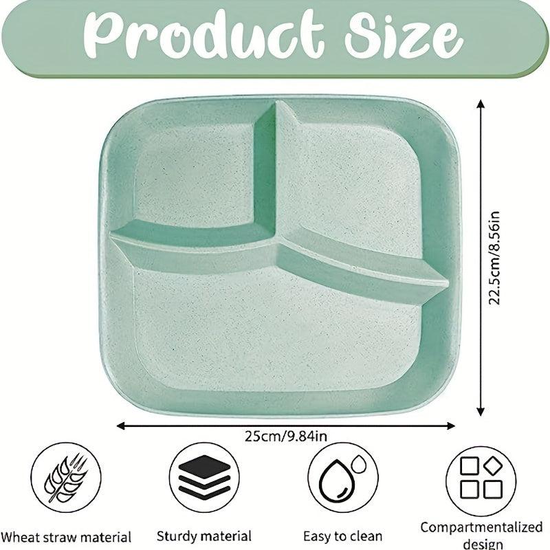 3Pcs Japanese Dividing Plate Set 3 Compartment Tableware Breakfast Plate