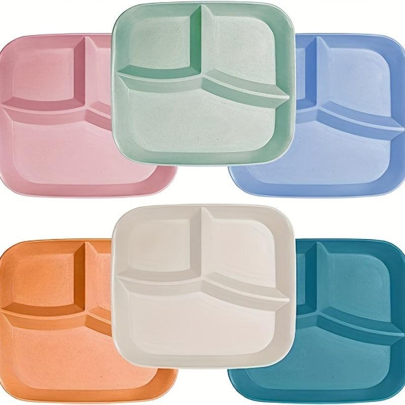 3Pcs Japanese Dividing Plate Set 3 Compartment Tableware Breakfast Plate