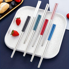 Stainless Steel 21 Square Chopsticks Household Restaurant Hotel Kitchen Supplies