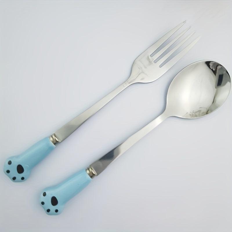 2pcs Cartoon Fruit Forks Ceramic Handle Stainless Steel Dessert Fork