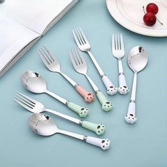 2pcs Cartoon Fruit Forks Ceramic Handle Stainless Steel Dessert Fork