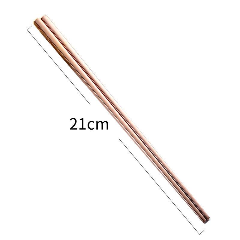 Stainless Steel Metal Chinese Tableware Square Half Square Chopsticks