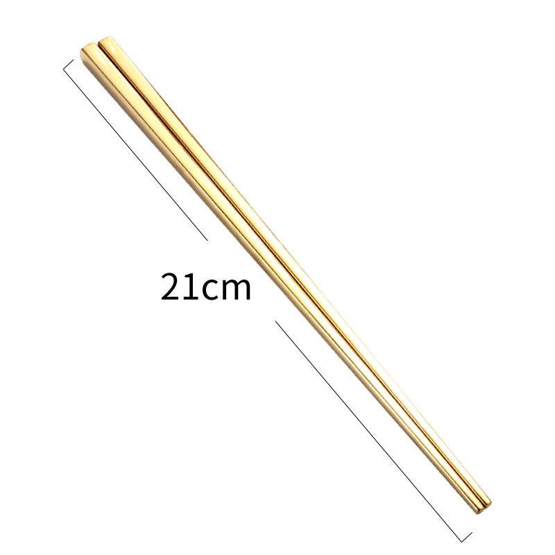 Stainless Steel Metal Chinese Tableware Square Half Square Chopsticks