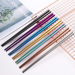 Stainless Steel Metal Chinese Tableware Square Half Square Chopsticks