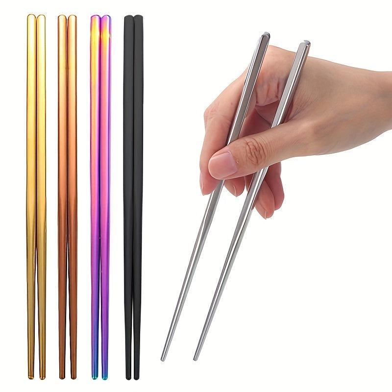 Stainless Steel Metal Chinese Tableware Square Half Square Chopsticks