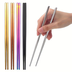 Stainless Steel Metal Chinese Tableware Square Half Square Chopsticks