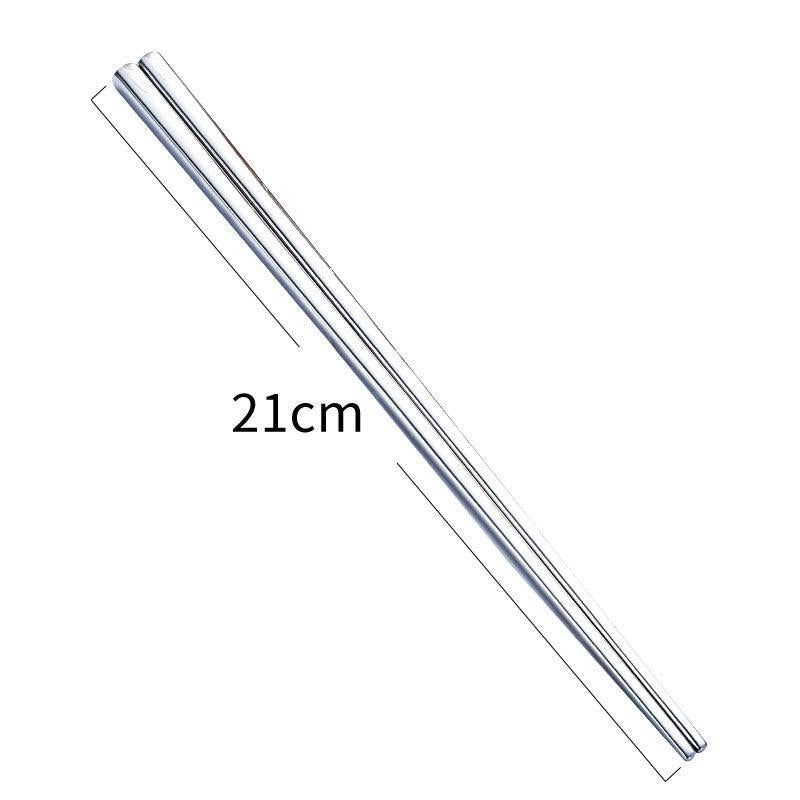 Stainless Steel Metal Chinese Tableware Square Half Square Chopsticks