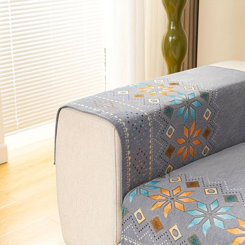 Boho Embroidery Sofa Slipcover Non Slip Furniture Protector for Home Decor