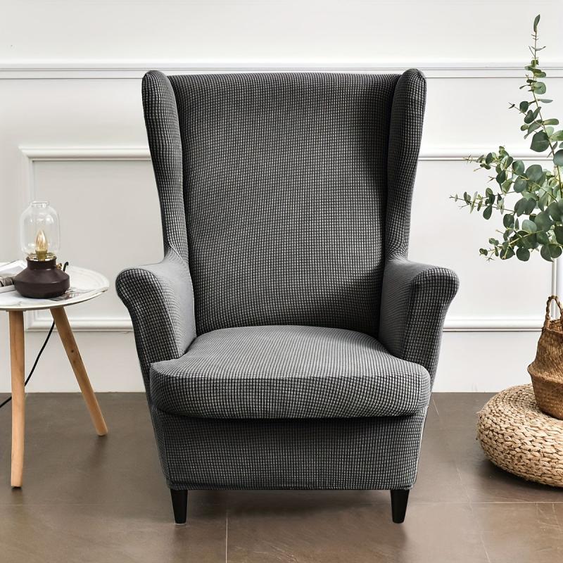 2pcs Stretch Jacquard Wingback Chair Slipcovers