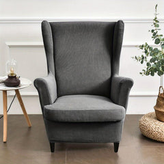 2pcs Stretch Jacquard Wingback Chair Slipcovers