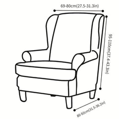 2pcs Stretch Jacquard Wingback Chair Slipcovers