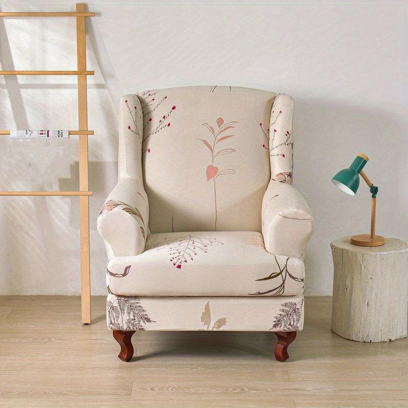 Printed Milk Silk Wing Chair Slipcover - Stylish & Durable