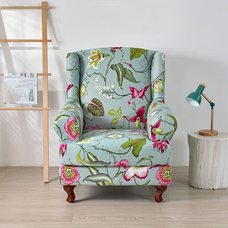 Printed Milk Silk Wing Chair Slipcover - Stylish & Durable