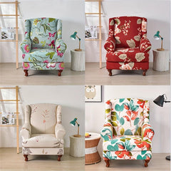 Printed Milk Silk Wing Chair Slipcover - Stylish & Durable