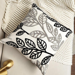 Leaf Embroidery Cushion Cover for Home Decor