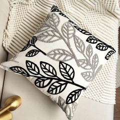 Leaf Embroidery Cushion Cover for Home Decor