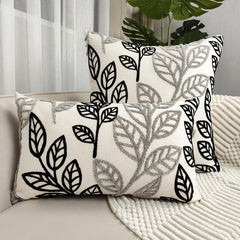 Leaf Embroidery Cushion Cover for Home Decor