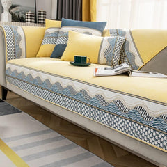Wave Edge Pattern Sofa Slipcover Chennile Furniture Protector