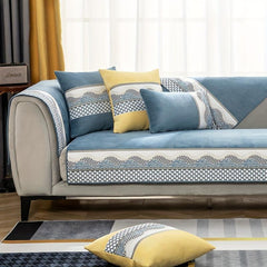 Wave Edge Pattern Sofa Slipcover Chennile Furniture Protector