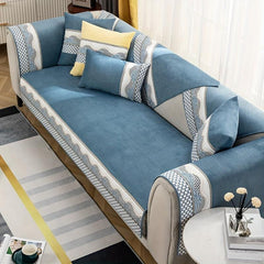 Wave Edge Pattern Sofa Slipcover Chennile Furniture Protector
