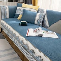 Wave Edge Pattern Sofa Slipcover Chennile Furniture Protector