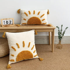Boho Tufted Rising Sun Pillow Cover 45x45cm