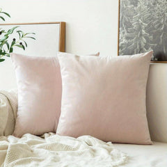 2pcs Velvet Pillow Covers Soft Solid Cushion Case For Home Decor