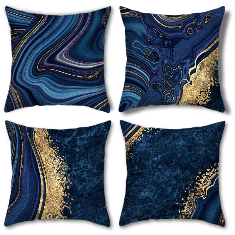 Golden Marble Throw Pillow Cover 45x45cm for Home Living Room Bedroom Decor
