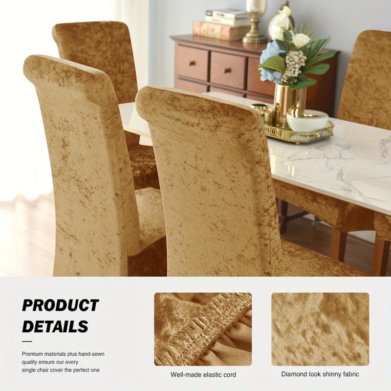 High Velvet Dining Chair Slipcover Elastic Cover for Dining Room Banquet