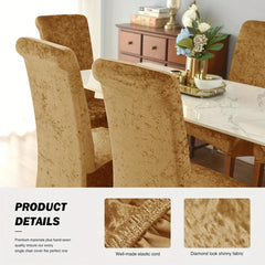 High Velvet Dining Chair Slipcover Elastic Cover for Dining Room Banquet