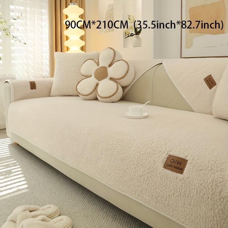 High Nordic Sherpa Sofa Slipcover Thick Plush Seat Anti Slip Cover