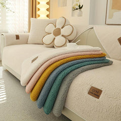 High Nordic Sherpa Sofa Slipcover Thick Plush Seat Anti Slip Cover