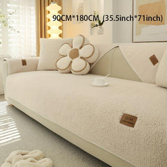 High Nordic Sherpa Sofa Slipcover Thick Plush Seat Anti Slip Cover