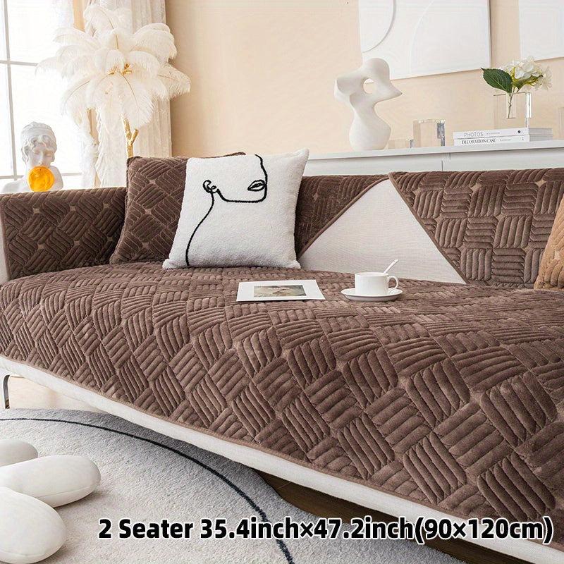 Non-slip Velvet Sofa Cover Embroidered Slipcover