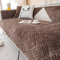 Non-slip Velvet Sofa Cover Embroidered Slipcover