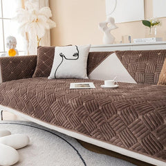 Non-slip Velvet Sofa Cover Embroidered Slipcover