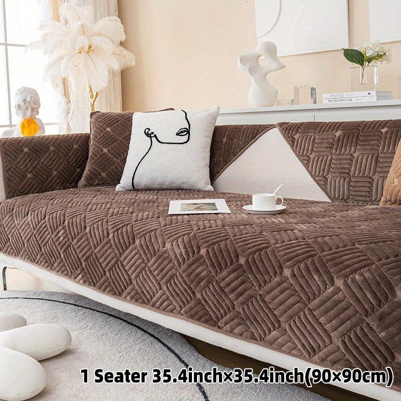 Non-slip Velvet Sofa Cover Embroidered Slipcover