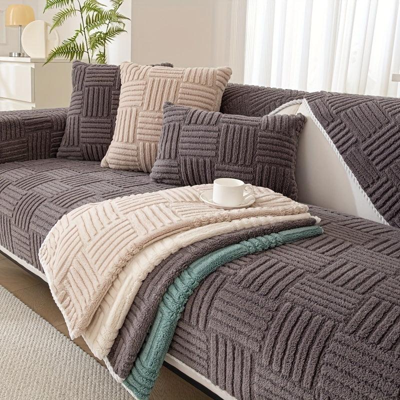 Plush Sofa Slipcover Non-Slip Furniture Protector