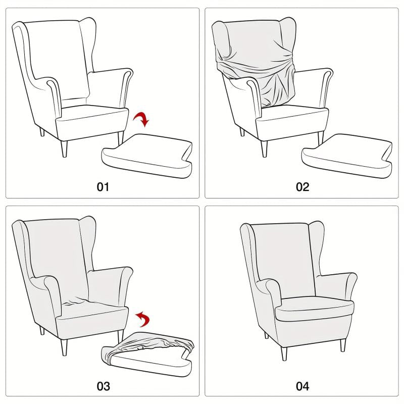 Stretch Wingback Chair Covers Set Soft Armchair Slipcovers